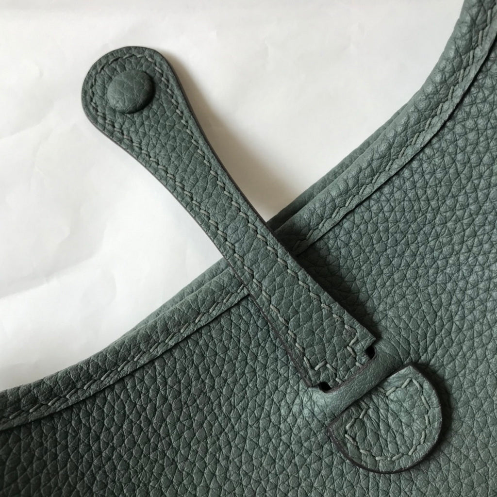 Hermes Evelyne III 18 Togo Leather Crossbody half Handmade Bag Gold Dark Green - Default Title - View 8