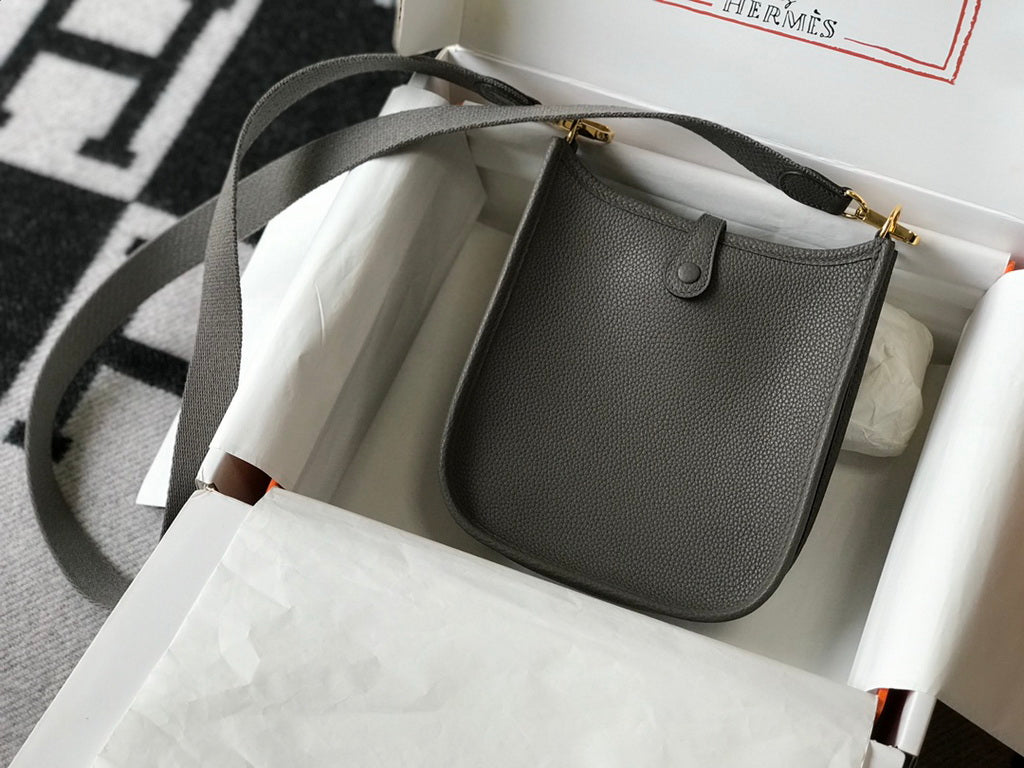 Hermes Evelyne III 18 Togo Leather Crossbody half Handmade Bag Gold Dark Gray - Default Title - View 2