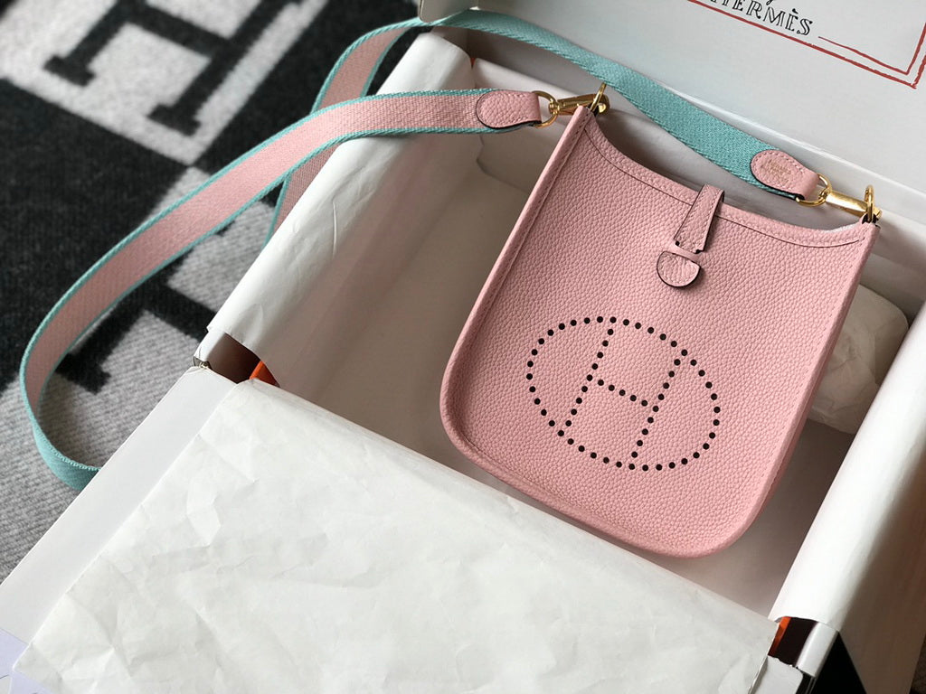 Hermes Evelyne III 18 Togo Leather Crossbody half Handmade Bag Gold Light Pink - Default Title - View 4