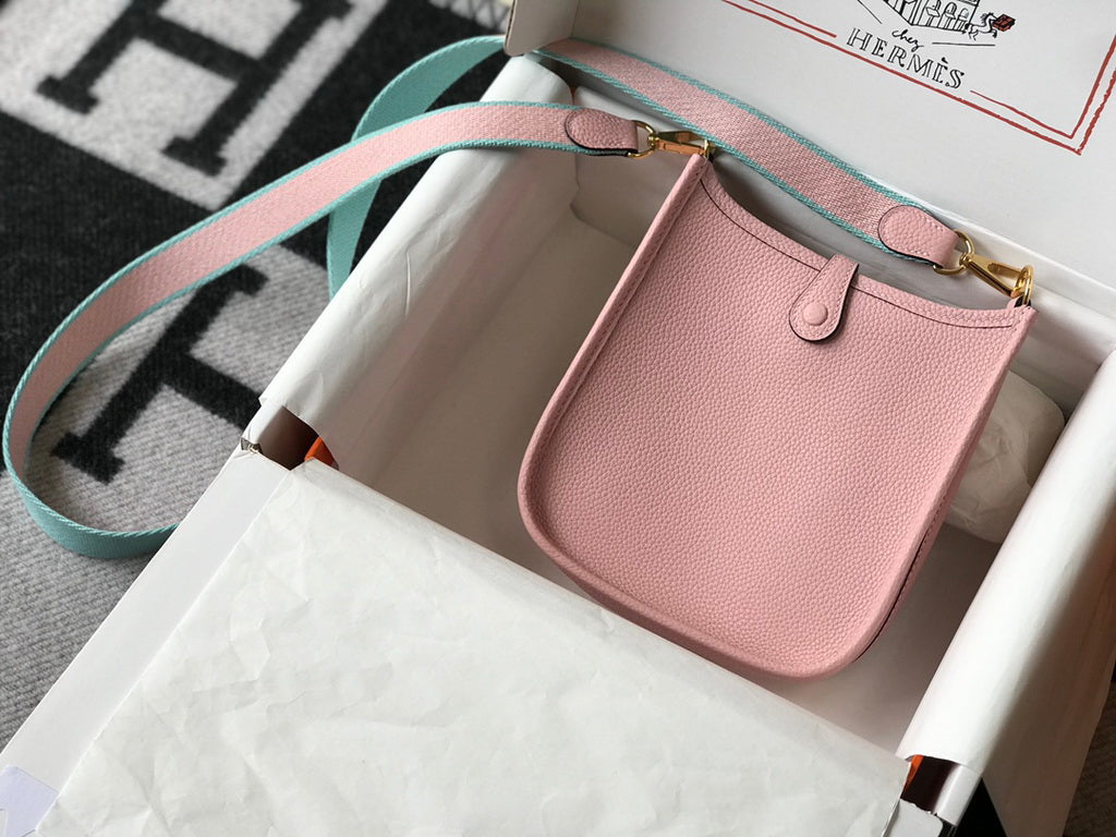 Hermes Evelyne III 18 Togo Leather Crossbody half Handmade Bag Gold Light Pink - Default Title - View 2