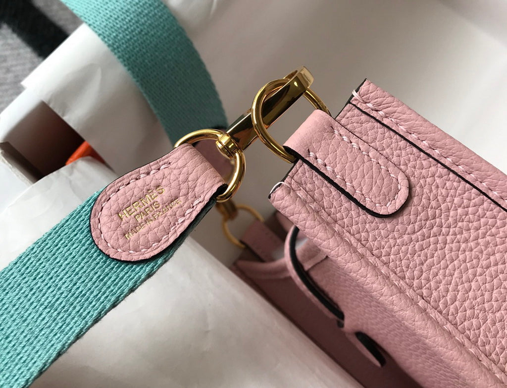 Hermes Evelyne III 18 Togo Leather Crossbody half Handmade Bag Gold Light Pink - Default Title - View 6