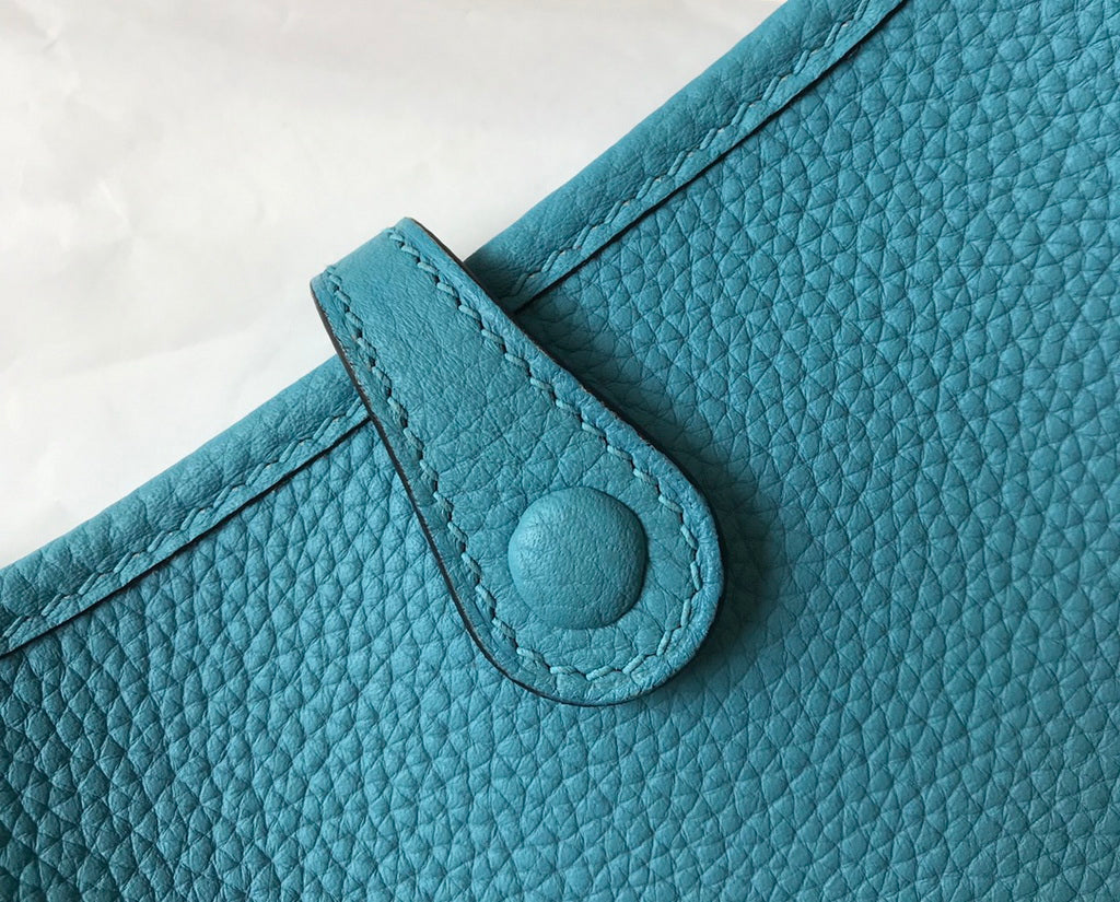 Hermes Evelyne III 18 Togo Leather Crossbody half Handmade Bag Gold Blue - Default Title - View 8