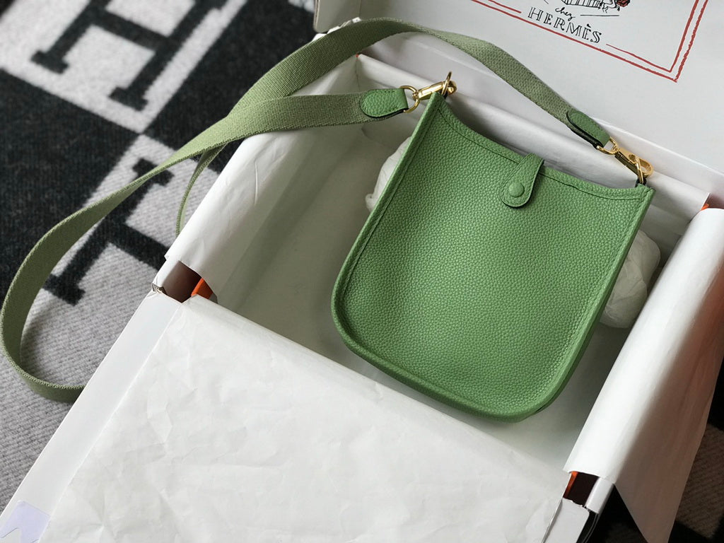 Hermes Evelyne III 18 Togo Leather Crossbody half Handmade Bag Gold Light Green - Default Title - View 2