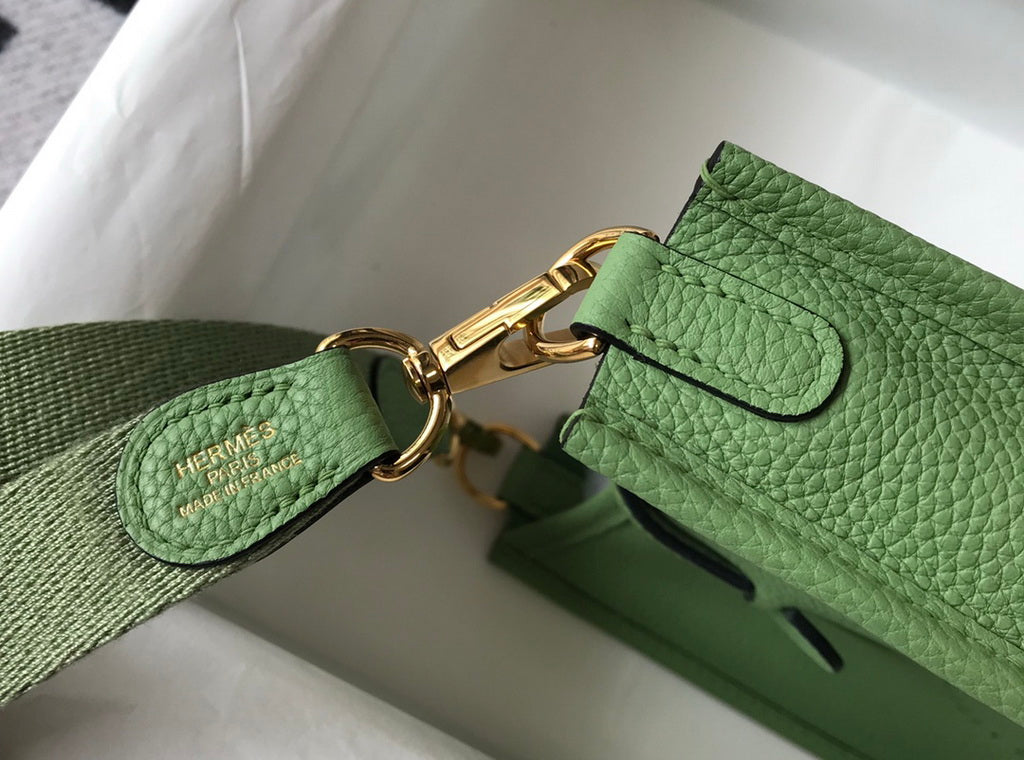 Hermes Evelyne III 18 Togo Leather Crossbody half Handmade Bag Gold Light Green - Default Title - View 6