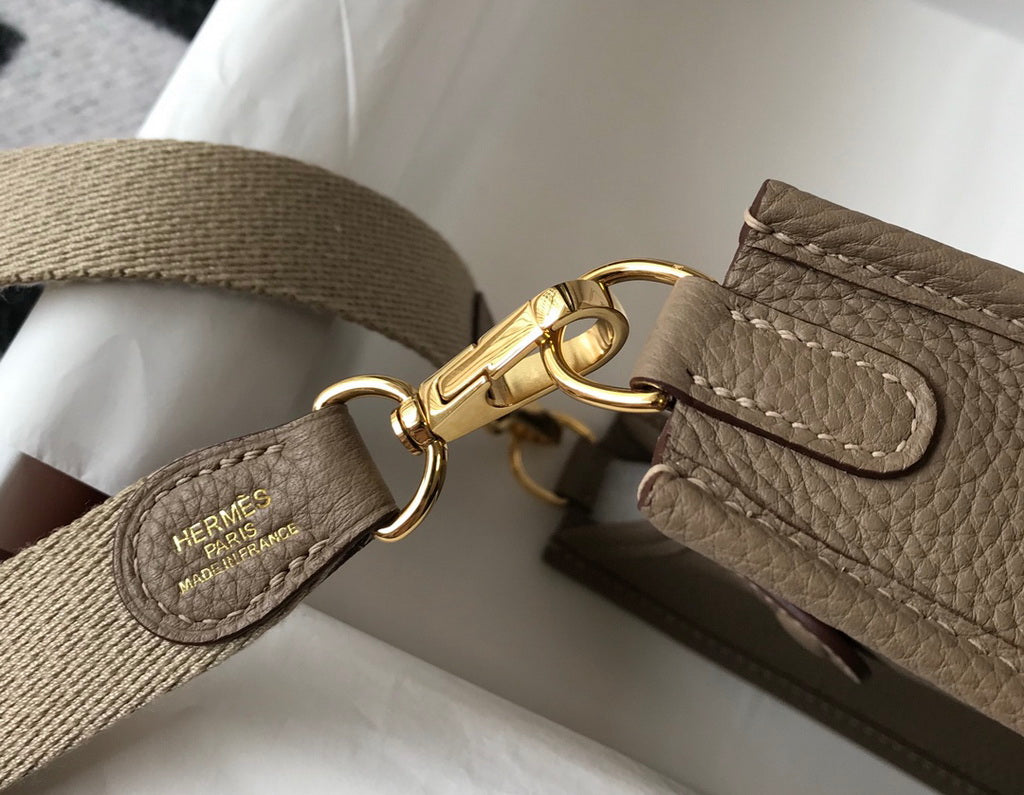 Hermes Evelyne III 18 Togo Leather Crossbody half Handmade Bag Gold Gray - Default Title - View 6