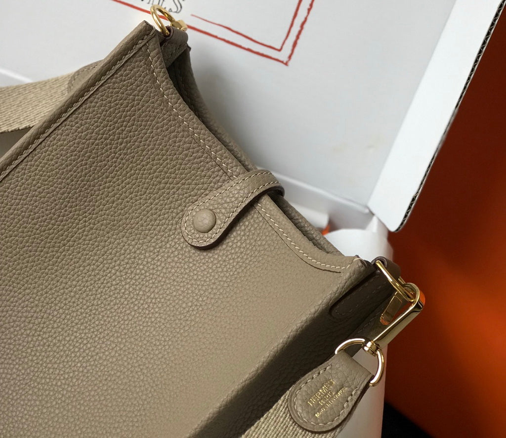 Hermes Evelyne III 18 Togo Leather Crossbody half Handmade Bag Gold Gray - Default Title - View 8