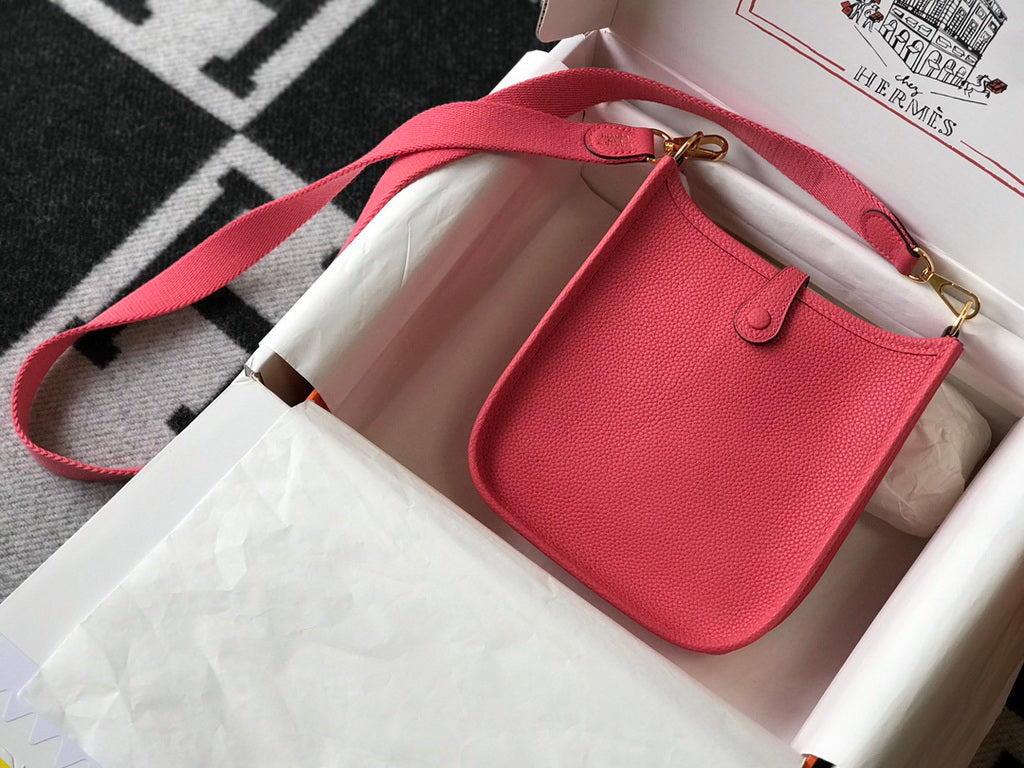 Hermes Evelyne III 18 Togo Leather Crossbody half Handmade Bag Gold Plum - Default Title - View 2
