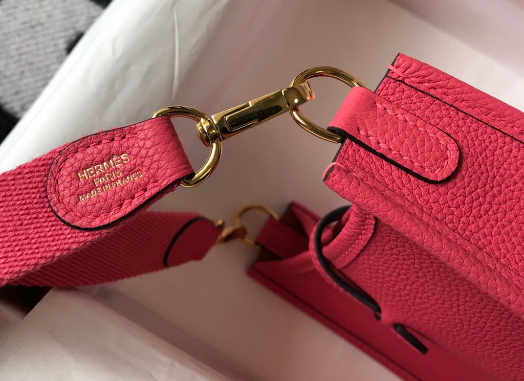 Hermes Evelyne III 18 Togo Leather Crossbody half Handmade Bag Gold Plum - Default Title - View 7