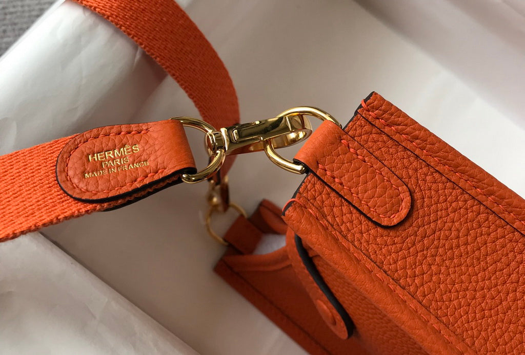 Hermes Evelyne III 18 Togo Leather Crossbody half Handmade Bag Gold Orange - Default Title - View 6