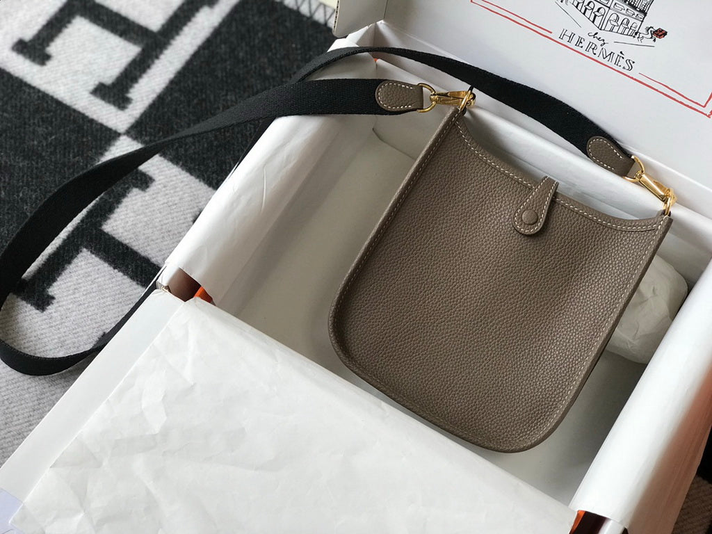 Hermes Evelyne III 18 Togo Leather Crossbody half Handmade Bag Gray Gold - Default Title - View 2