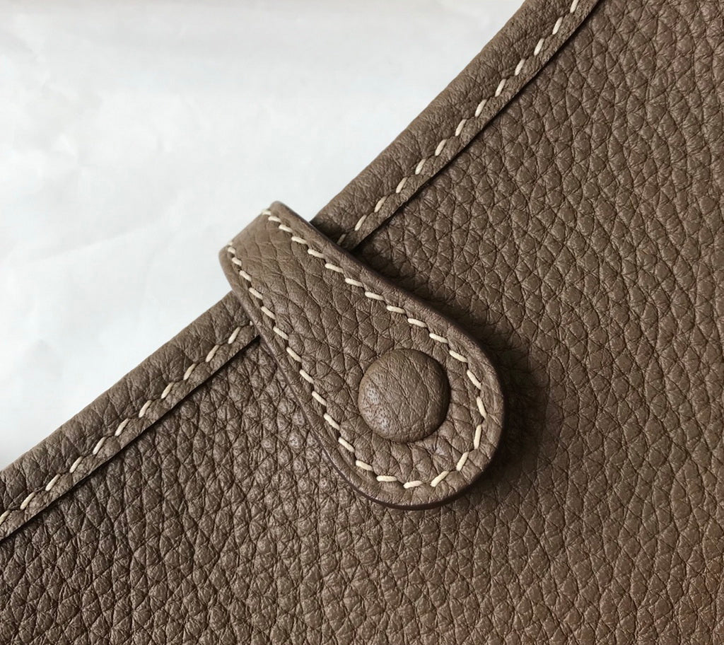 Hermes Evelyne III 18 Togo Leather Crossbody half Handmade Bag Gray Gold - Default Title - View 8