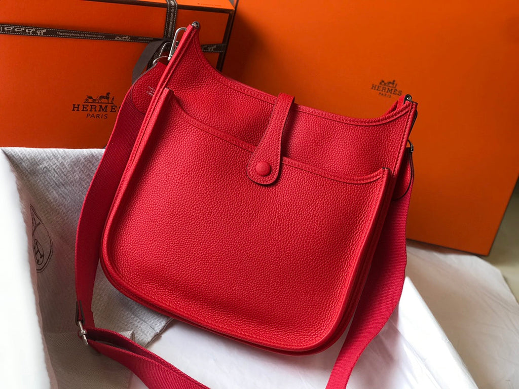 Hermès Evelyne III 29 Taurillon Clemence Shoulder Bag Red Silver - Default Title - View 2