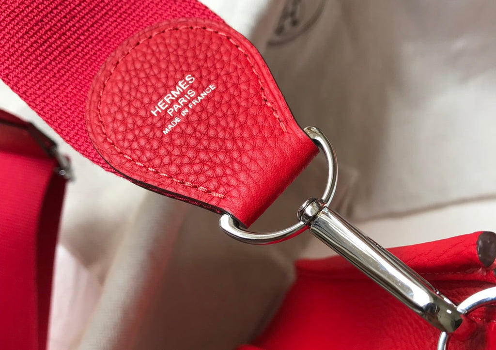 Hermès Evelyne III 29 Taurillon Clemence Shoulder Bag Red Silver - Default Title - View 6