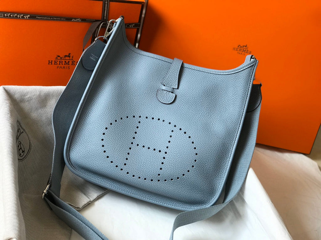 Hermès Evelyne III 29 Taurillon Clemence Shoulder Bag Light Blue Silver - Default Title - View 1