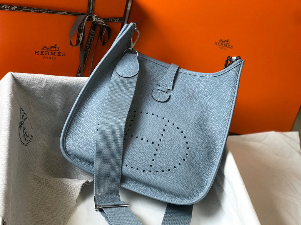 Hermès Evelyne III 29 Taurillon Clemence Shoulder Bag Light Blue Silver - Default Title - View 5