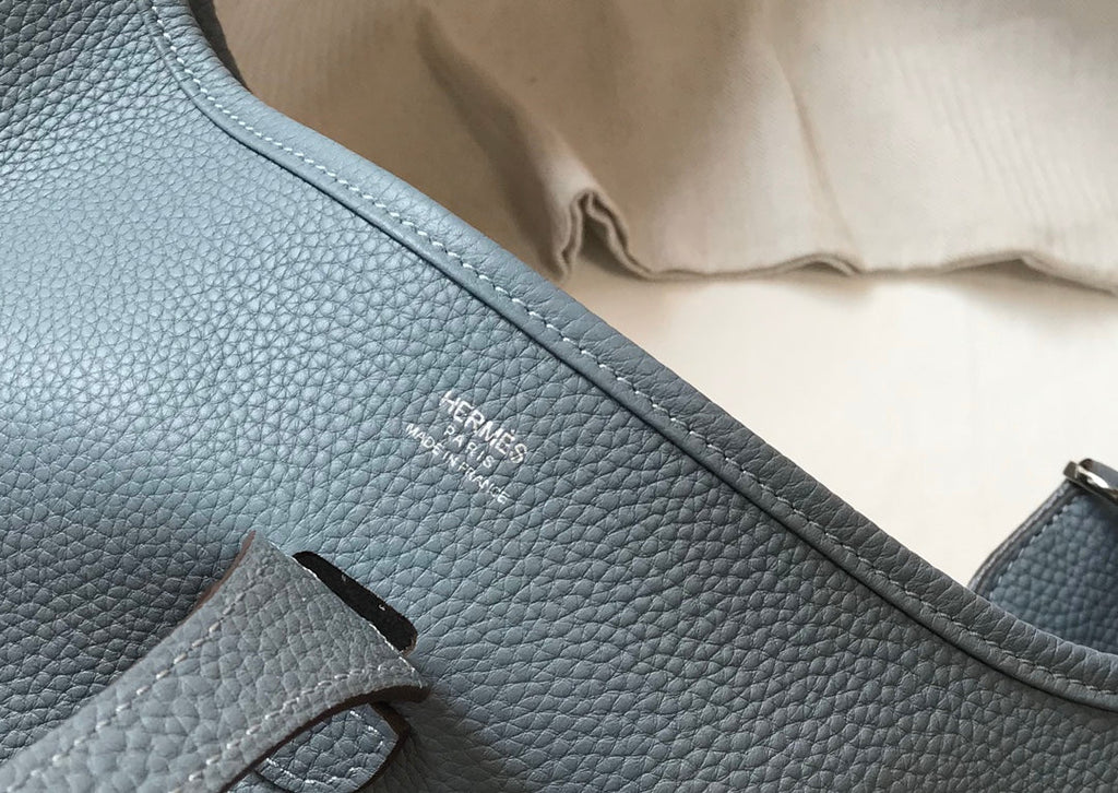 Hermès Evelyne III 29 Taurillon Clemence Shoulder Bag Light Blue Silver - Default Title - View 7