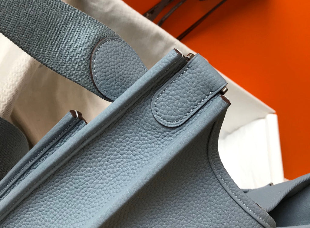 Hermès Evelyne III 29 Taurillon Clemence Shoulder Bag Light Blue Silver - Default Title - View 8