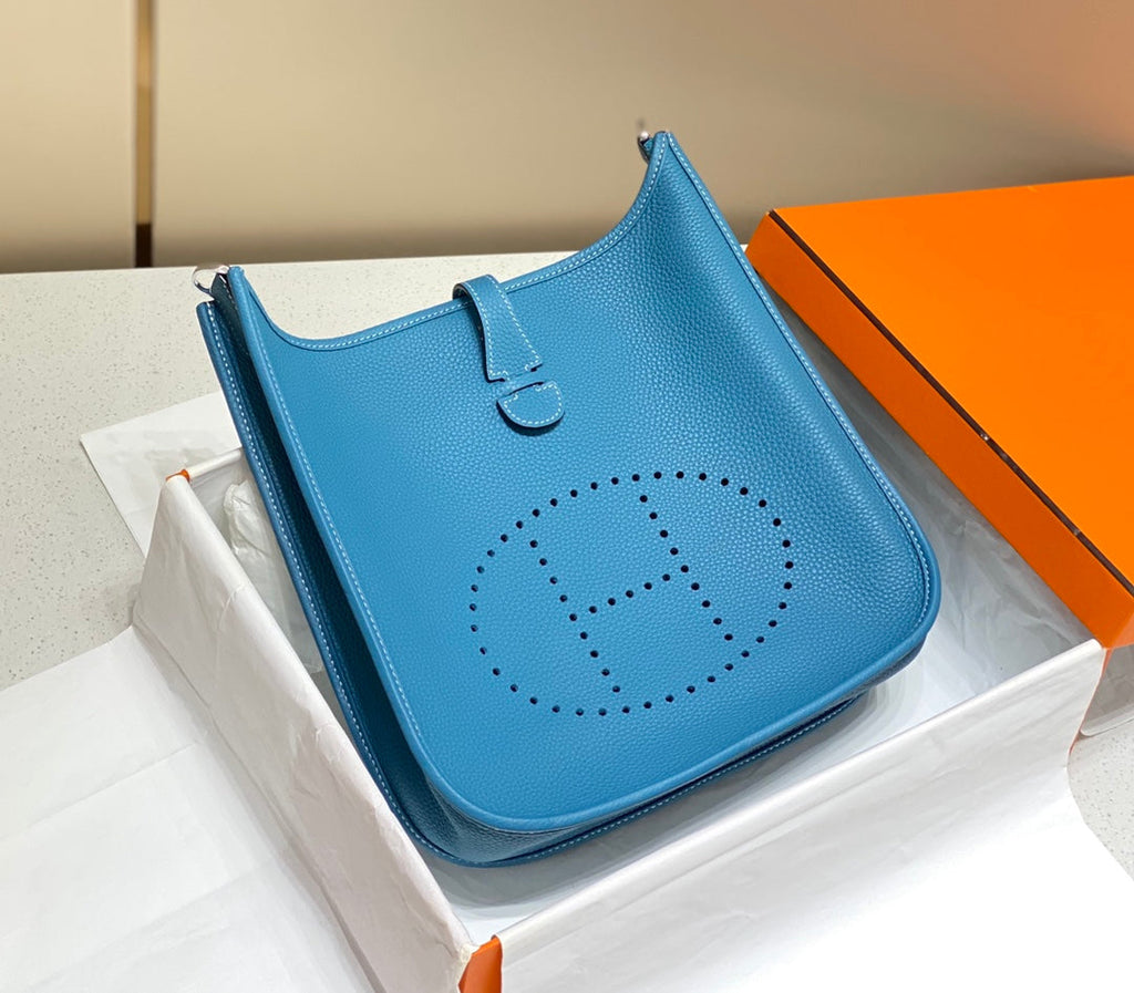 Hermès Evelyne III 29 Taurillon Clemence Shoulder Bag Blue Silver - Default Title - View 3