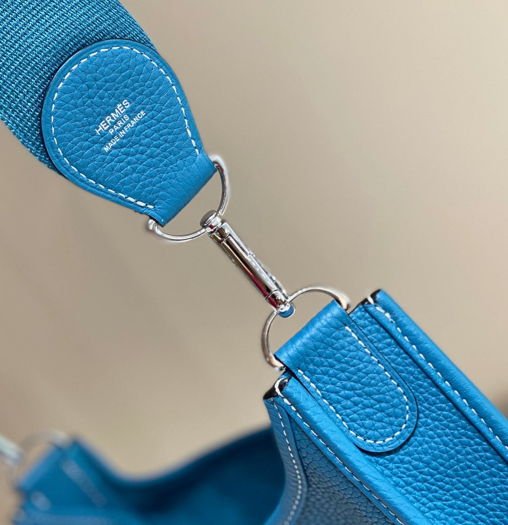 Hermès Evelyne III 29 Taurillon Clemence Shoulder Bag Blue Silver - Default Title - View 8