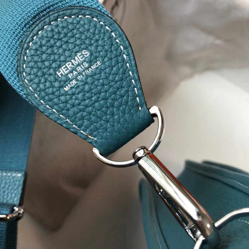 Hermès Evelyne III 29 Taurillon Clemence Shoulder Bag Blue Green Silver - Default Title - View 5
