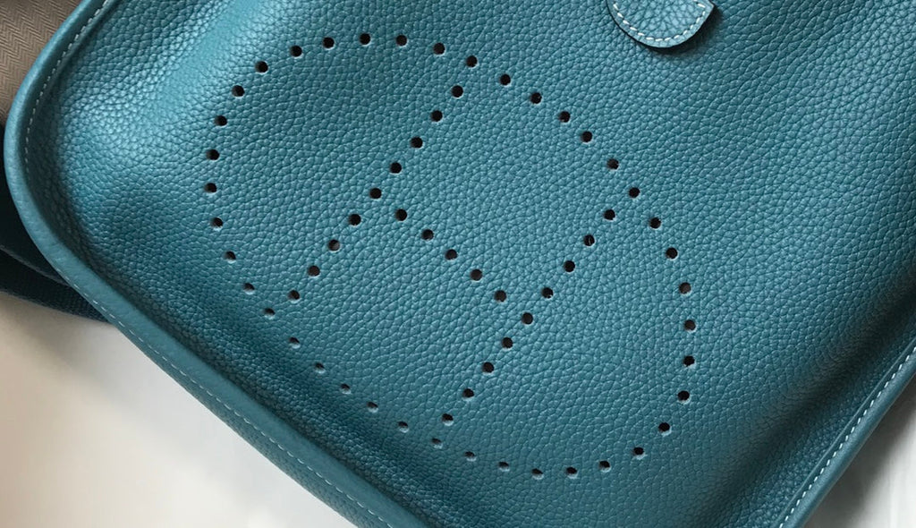 Hermès Evelyne III 29 Taurillon Clemence Shoulder Bag Blue Green Silver - Default Title - View 7
