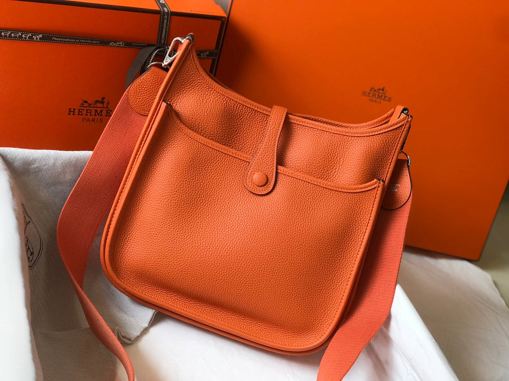 Hermès Evelyne III 29 Taurillon Clemence Shoulder Bag Orange Silver - Default Title - View 2