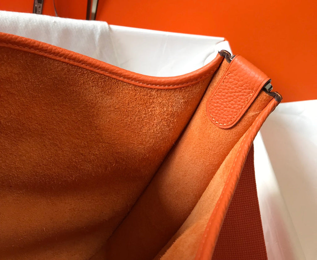 Hermès Evelyne III 29 Taurillon Clemence Shoulder Bag Orange Silver - Default Title - View 9