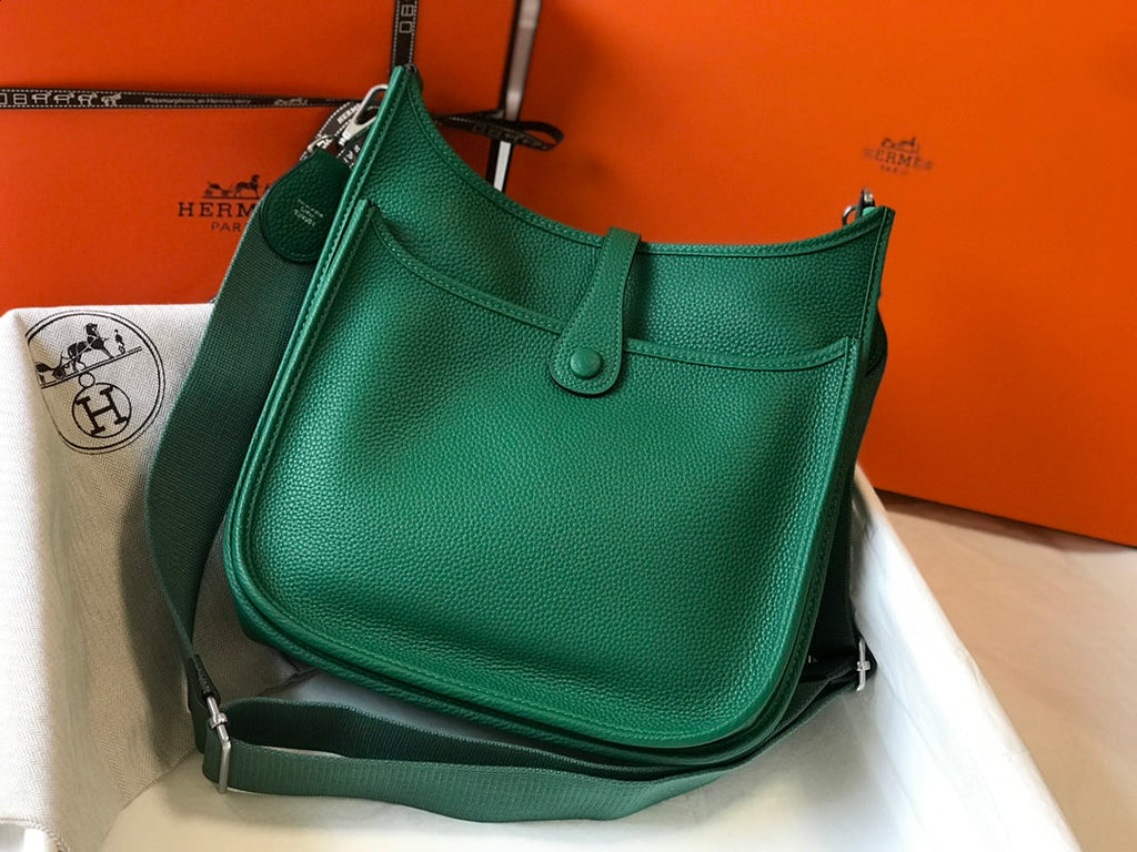 Hermès Evelyne III 29 Taurillon Clemence Shoulder Bag Green Silver - Default Title - View 2