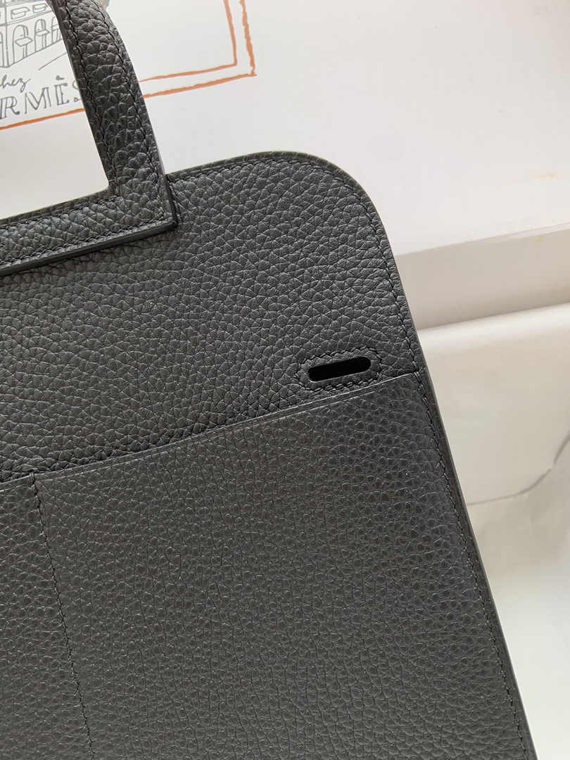 Hermes Halzan 25 Bag Black Togo Leather Gold H082160 - Default Title - View 7