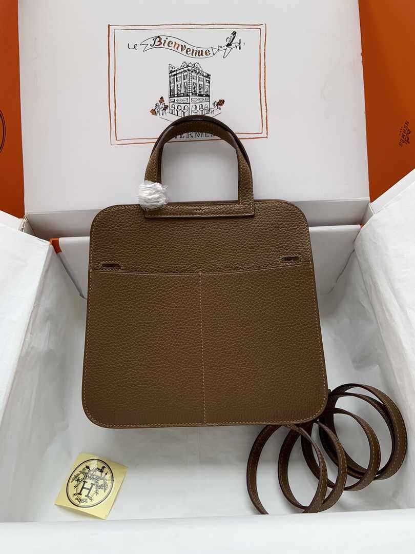 Hermes Halzan 25 Bag Tan Togo Leather Gold H082172 - Default Title - View 3