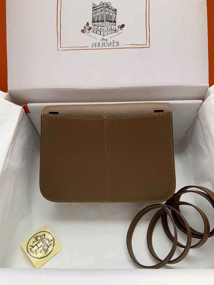 Hermes Halzan 25 Bag Tan Togo Leather Gold H082172 - Default Title - View 4
