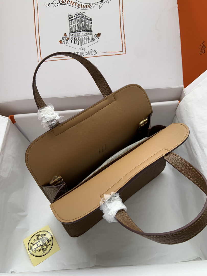 Hermes Halzan 25 Bag Tan Togo Leather Gold H082172 - Default Title - View 8