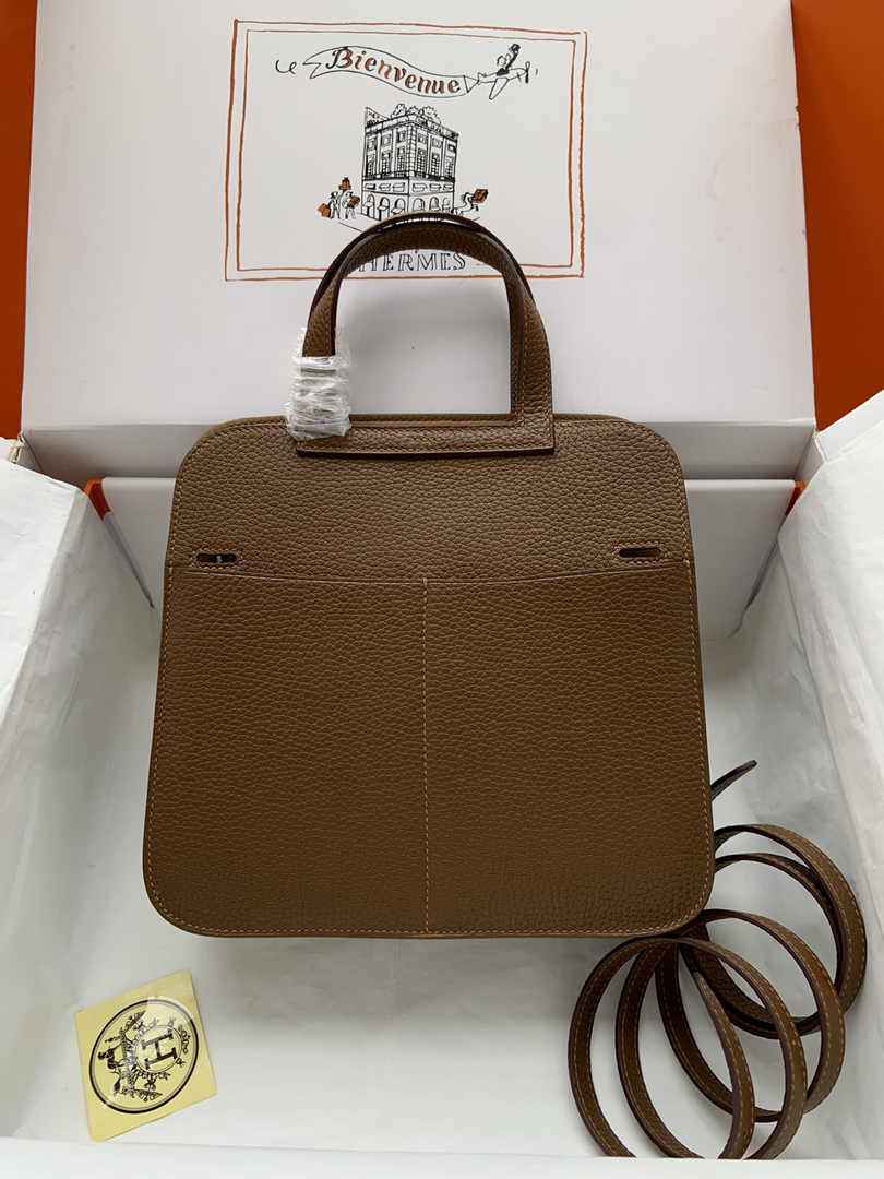Hermes Halzan 25 Bag Tan Togo Leather Silver H082173 - Default Title - View 3
