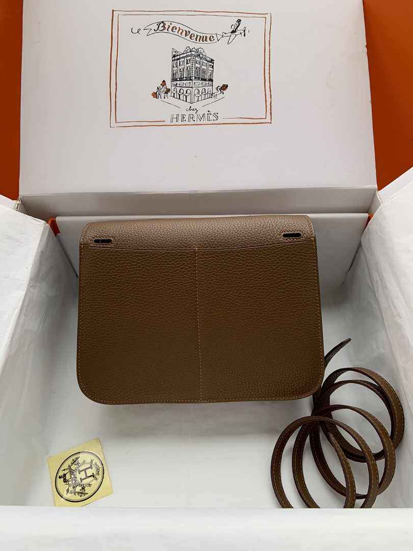 Hermes Halzan 25 Bag Tan Togo Leather Silver H082173 - Default Title - View 4