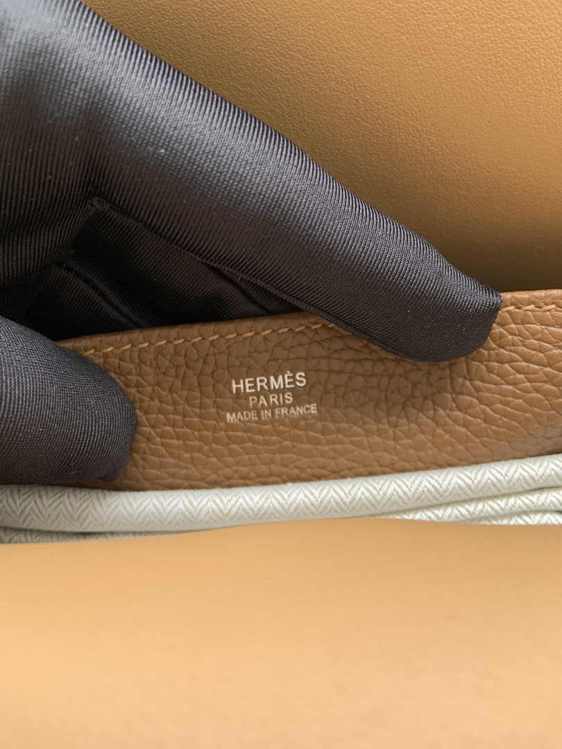 Hermes Halzan 25 Bag Tan Togo Leather Silver H082173 - Default Title - View 9