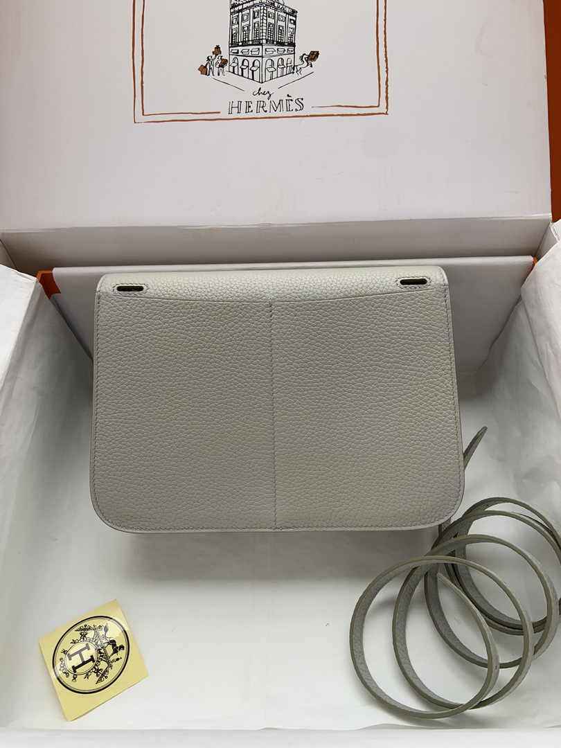 Hermes Halzan 25 Bag Gray Togo Leather Gold H082175 - Default Title - View 4