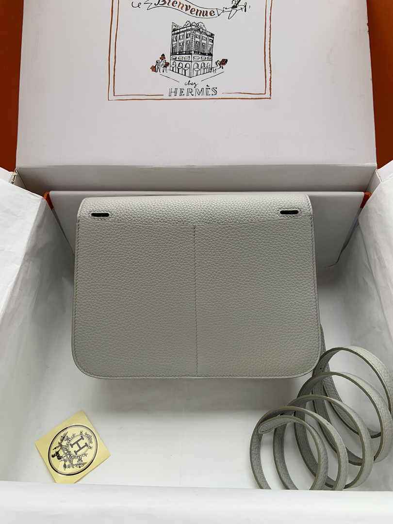Hermes Halzan 25 Bag Gray Togo Leather Silver H082176 - Default Title - View 4