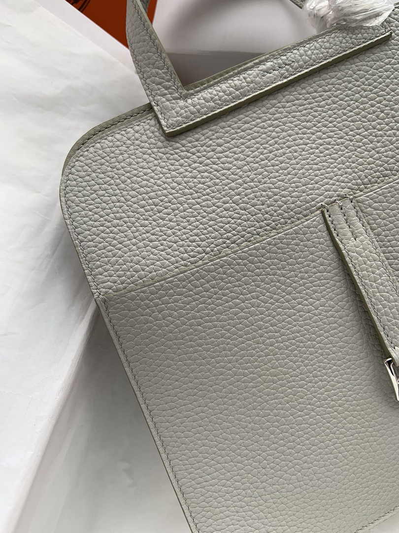 Hermes Halzan 25 Bag Gray Togo Leather Silver H082176 - Default Title - View 6