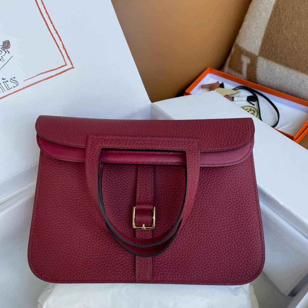 Hermes Halzan 25 Bag Purple Togo Leather Gold H082178 - Default Title - View 2
