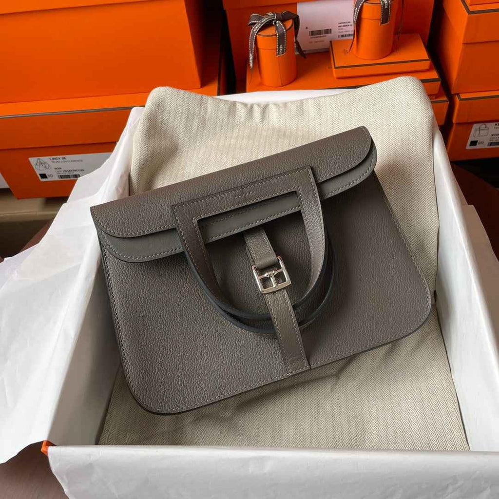 Hermes Halzan 25 Bag Togo Leather Gold H082180 - Default Title - View 4