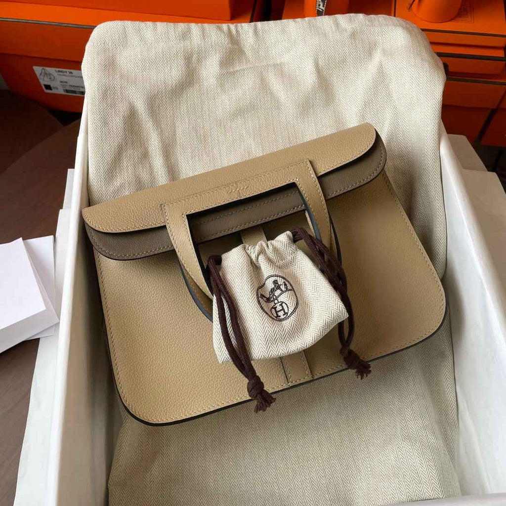 Hermes Halzan 25 Bag Togo Leather Gold H082181 - Default Title - View 3