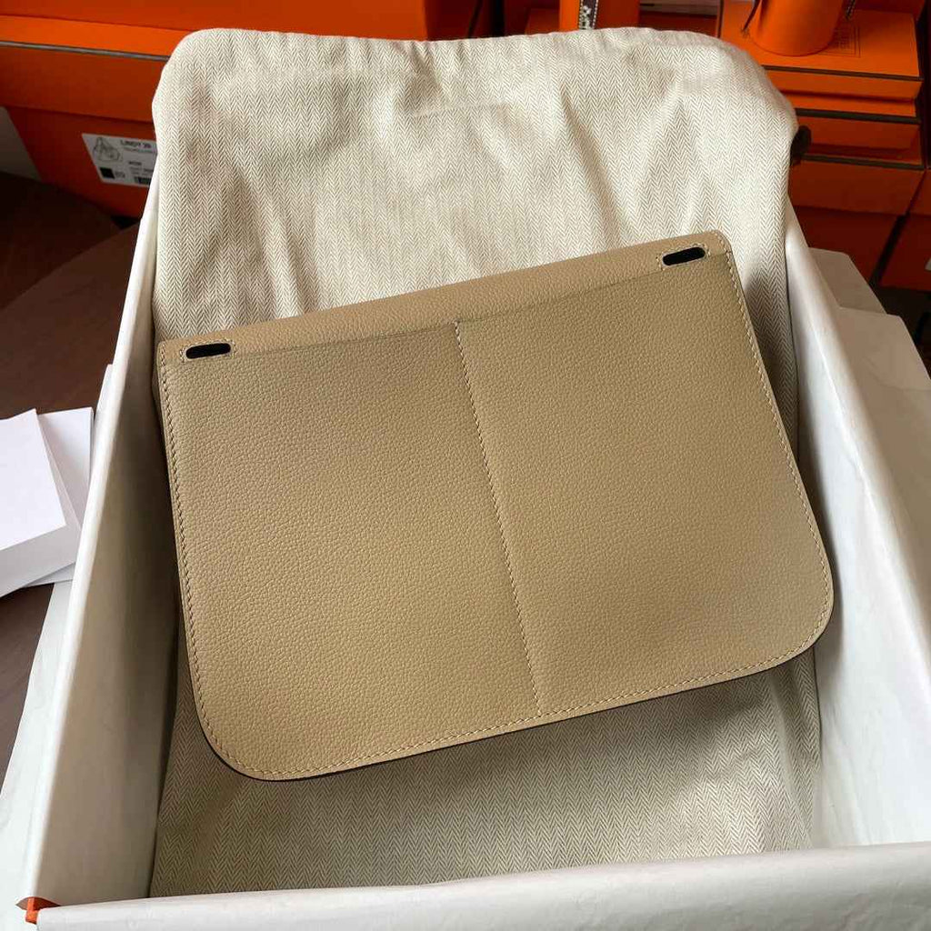 Hermes Halzan 25 Bag Togo Leather Gold H082181 - Default Title - View 4