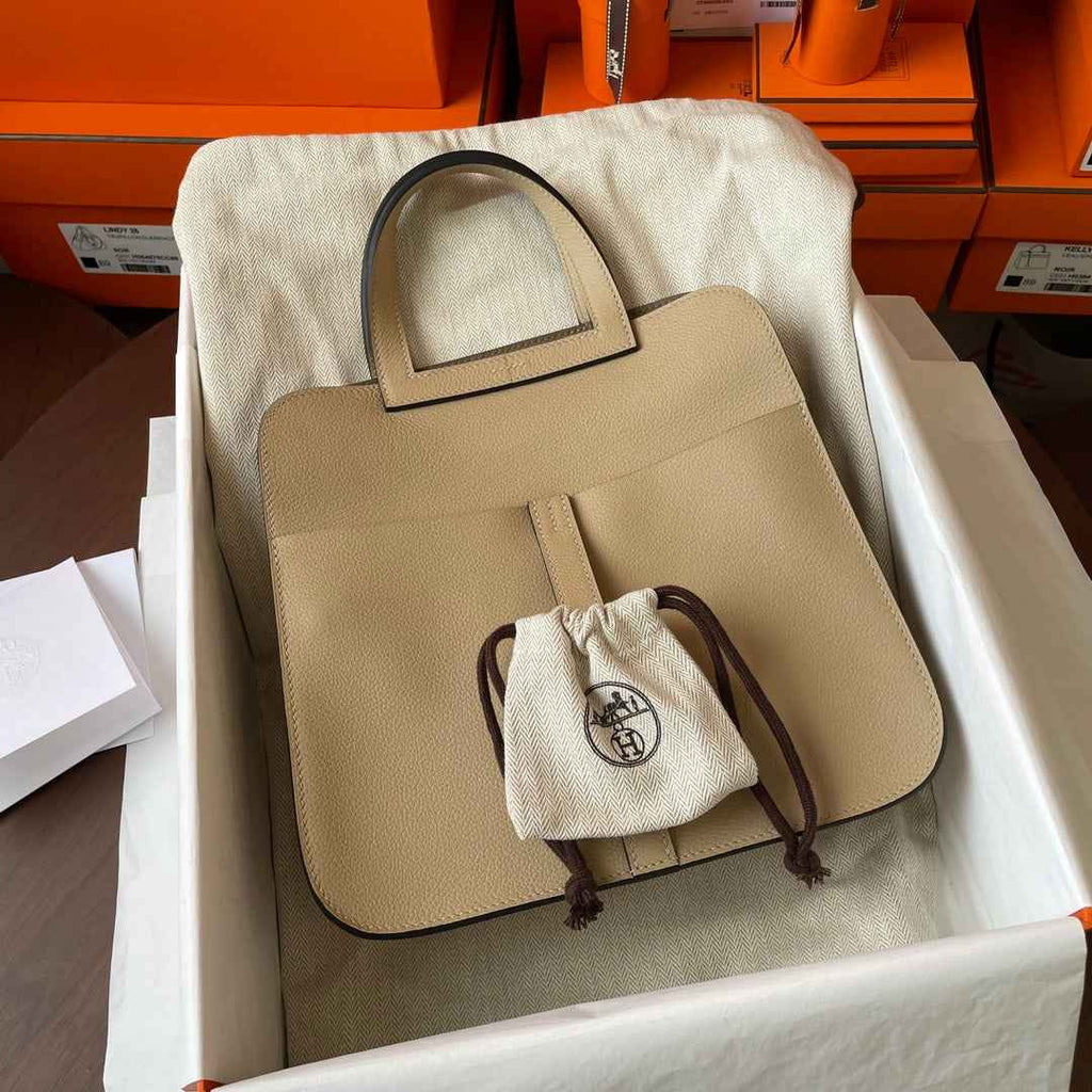 Hermes Halzan 25 Bag Togo Leather Gold H082181 - Default Title - View 2