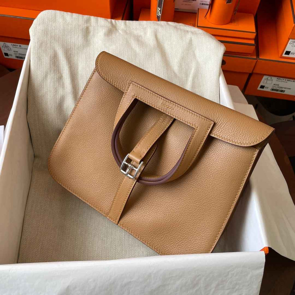 Hermes Halzan 25 Bag Togo Leather Gold H082182 - Default Title - View 4