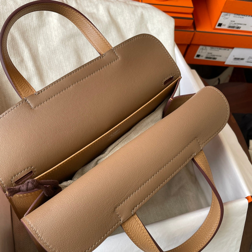 Hermes Halzan 25 Bag Togo Leather Gold H082182 - Default Title - View 7