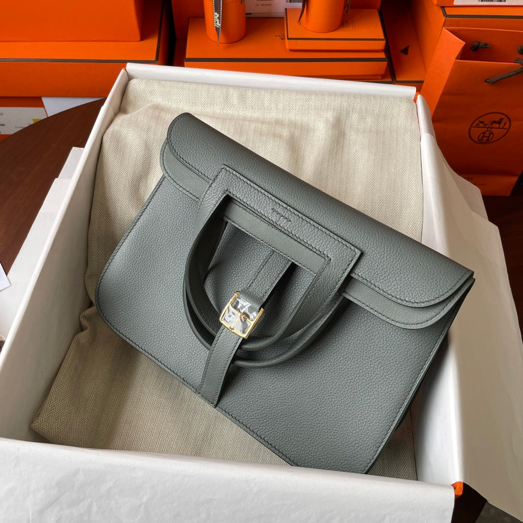 Hermes Halzan 25 Bag Togo Leather Gold H082183 - Default Title - View 6