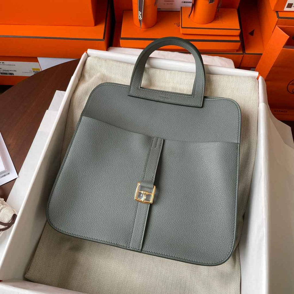 Hermes Halzan 25 Bag Togo Leather Gold H082183 - Default Title - View 1
