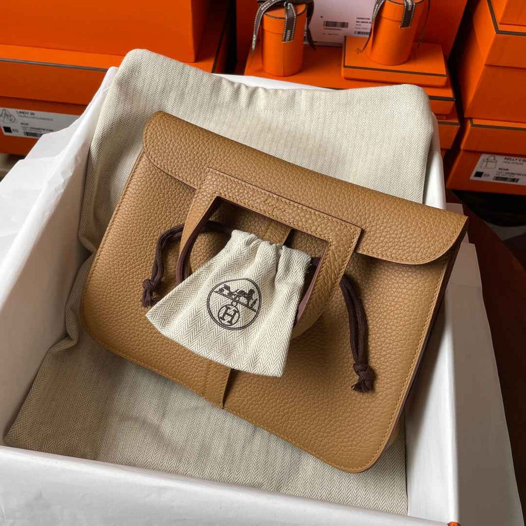 Hermes Halzan 25 Bag Togo Leather Gold H082185 - Default Title - View 2