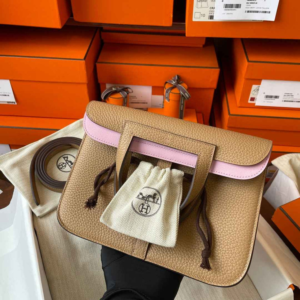 Hermes Halzan 25 Bag Togo Leather Gold H082186 - Default Title - View 3