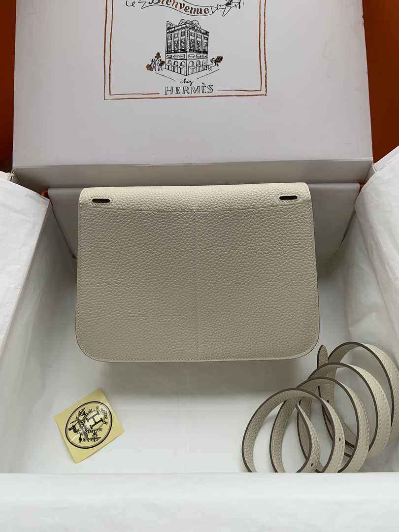 Hermes Halzan 25 Bag Beige Togo Leather Gold H082162 - Default Title - View 4